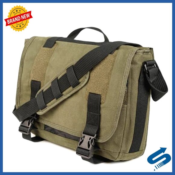 Vintage Canvas Messenger Bag for Men Postman Bags Crossbody  Classic Canvas Messenger Bag Padded Laptop Compartment Durable Travel Essential